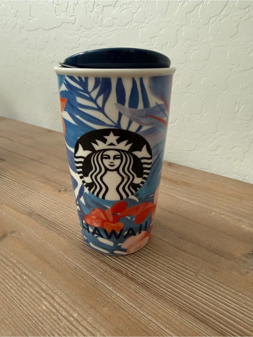 Starbucks 2015 Hawaii Hibiscus Flower Dot Collection Ceramic Tumbler 12 oz